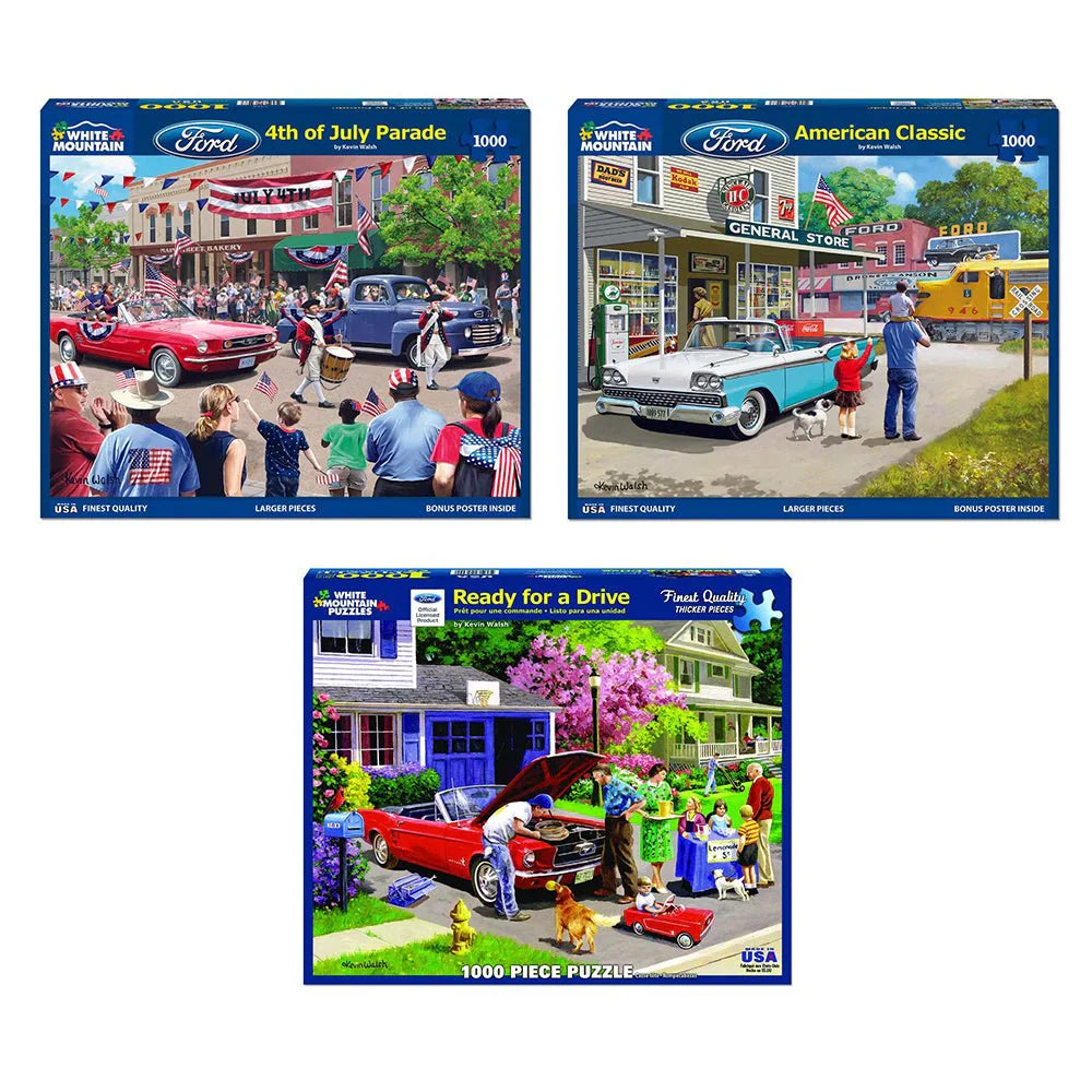 Set of 3: Artist Kevin Walsh - Classic Cars Bundle 1000 piece