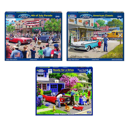 Set of 3: Artist Kevin Walsh - Classic Cars Bundle 1000 piece