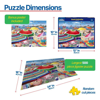 Beach Umbrellas (1806pz) - 500 Piece Jigsaw Puzzle