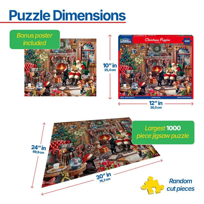 Christmas Puppies (2009pz) - 1000 Piece Jigsaw Puzzle