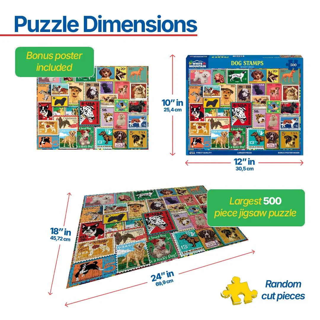Dog Stamps (1997pz) - 500 Piece Jigsaw Puzzle