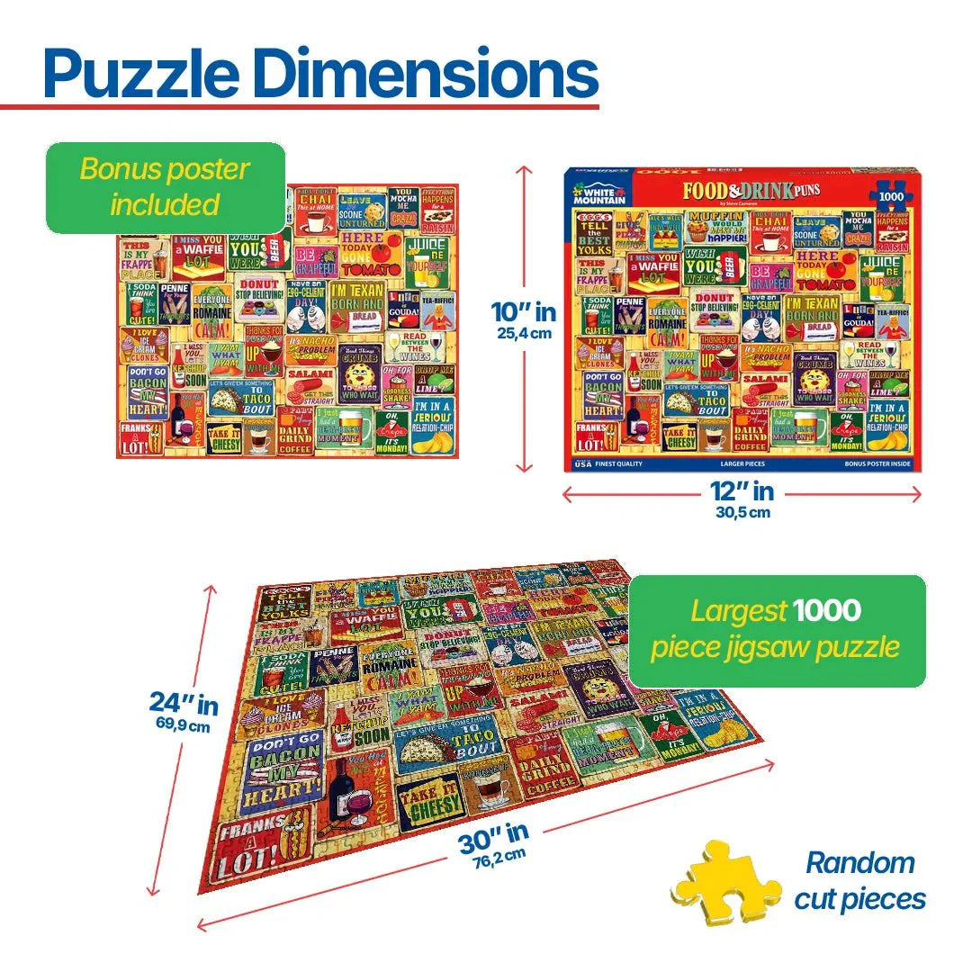 Food & Drink Puns (1803pz) - 1000 Piece Jigsaw Puzzle
