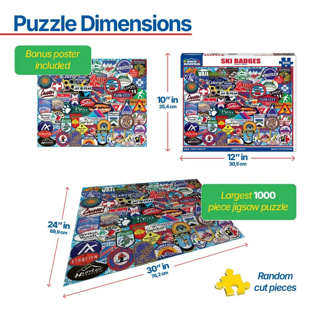 Ski Badges (1191pz) - 1000 Piece Jigsaw Puzzle