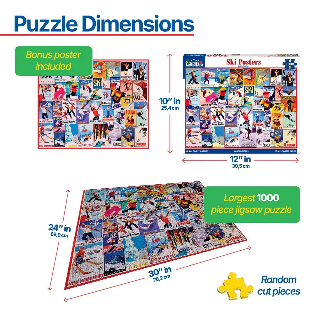 Ski Posters (932pz) - 1000 Piece Jigsaw Puzzle